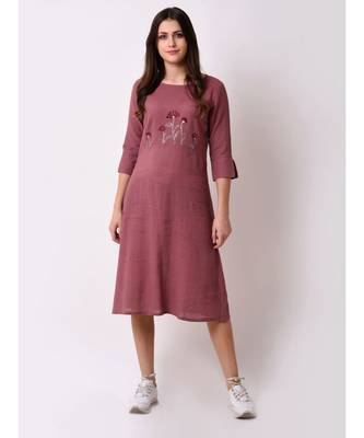 pink Women's Floral Embroidered Shift Dress 1