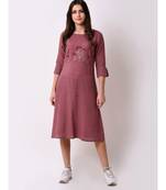 pink Women's Floral Embroidered Shift Dress