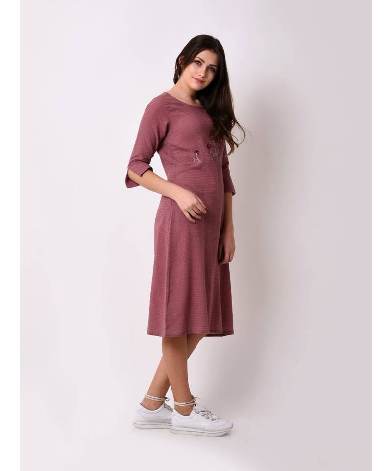 pink Women's Floral Embroidered Shift Dress