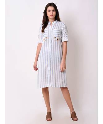 Blue Women's Blue Striped Shirt Dress 1