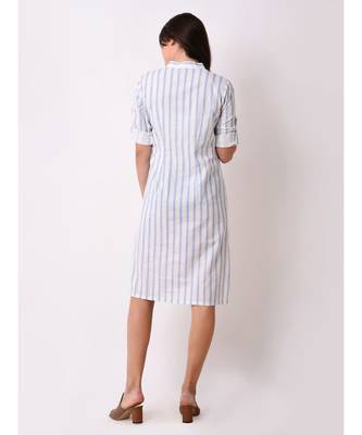 Blue Women's Blue Striped Shirt Dress 3