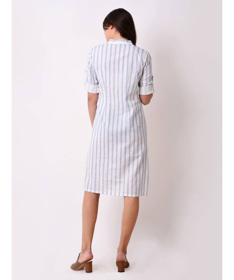 Blue Women's Blue Striped Shirt Dress