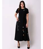 Black Women's Black Embroidered Maxi Dress