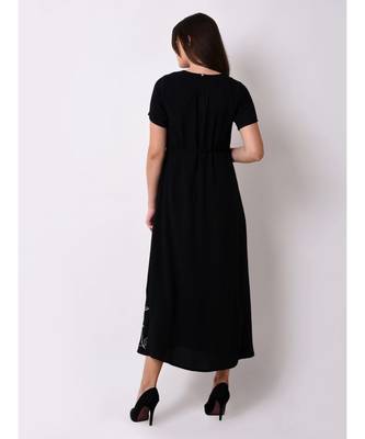 Black Women's Black Embroidered Maxi Dress 3