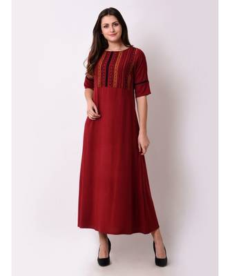 Red Women's Geo-embroidered Maxi Dress 1