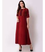 Red Women's Geo-embroidered Maxi Dress
