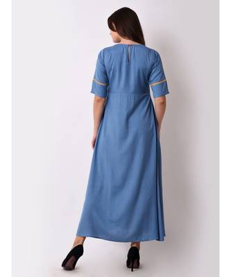 Blue Women's Geo-embroidered Maxi Dress 3