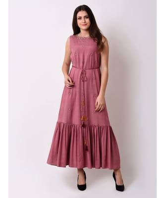 pink Women's Embroidered Fairytale Maxi Dress 1