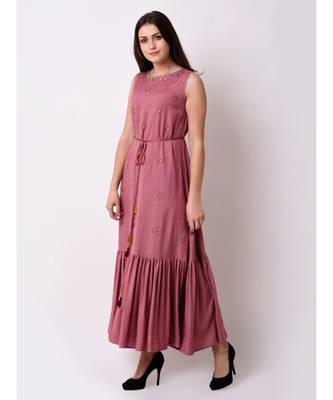 pink Women's Embroidered Fairytale Maxi Dress 2