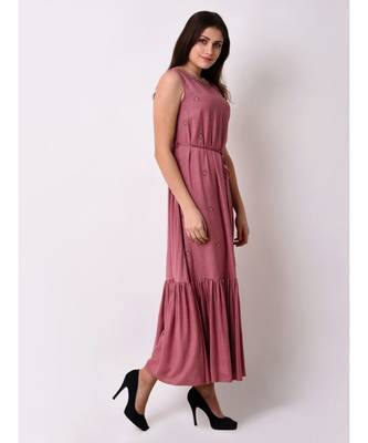 pink Women's Embroidered Fairytale Maxi Dress 4