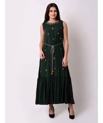 green Women's Embroidered Fairytale Maxi Dress 1