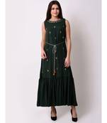 green Women's Embroidered Fairytale Maxi Dress