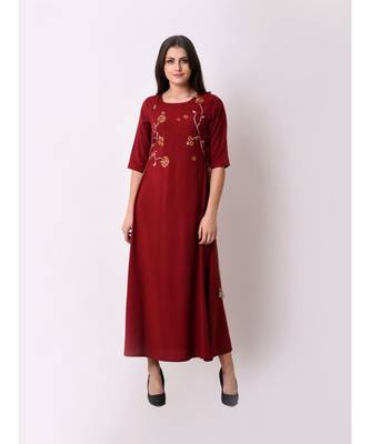 Red Women's Elegant Side Tie-up Maxi Dress 1