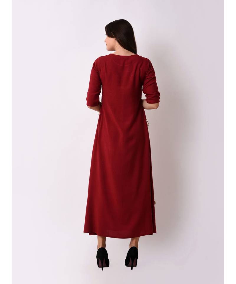 Red Women's Elegant Side Tie-up Maxi Dress