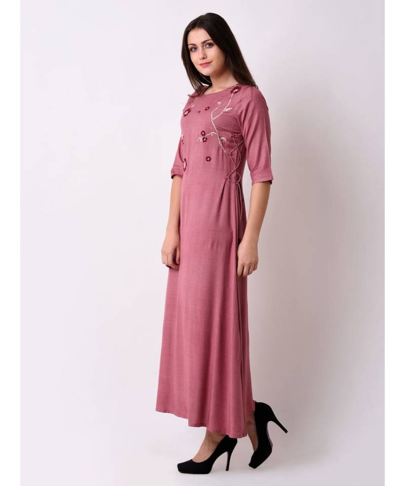 Purple Women's Elegant Side Tie-up Maxi Dress