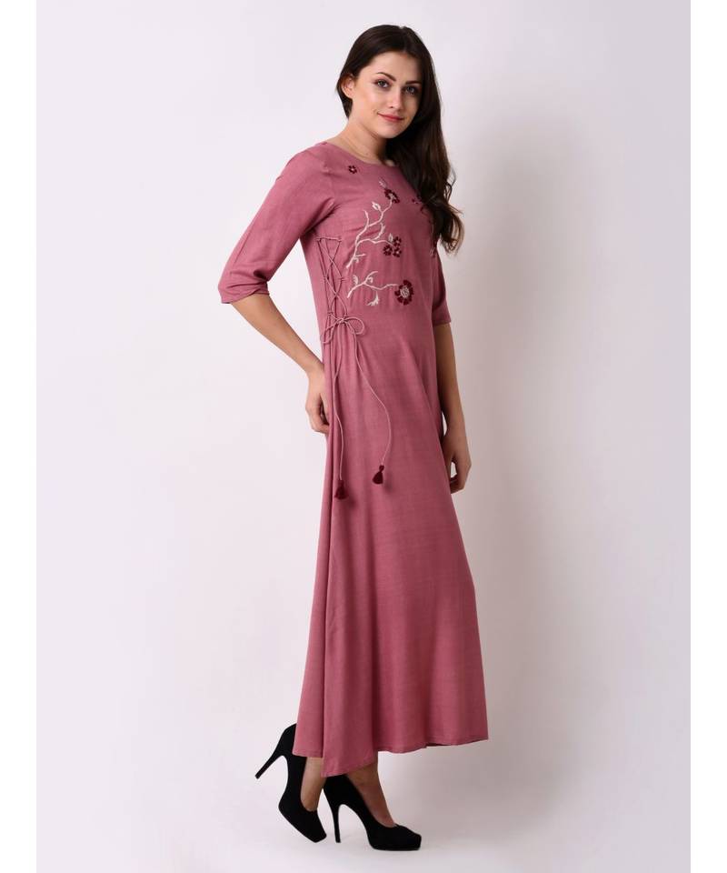 Purple Women's Elegant Side Tie-up Maxi Dress