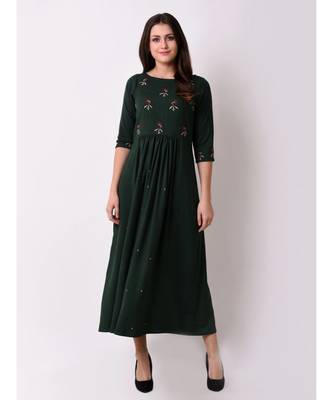 Green Women's Floral Gathered Maxi Dress 1