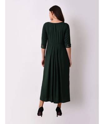 Green Women's Floral Gathered Maxi Dress 3