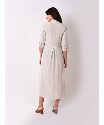 Beige Women's Button Down Pleated Dress 3