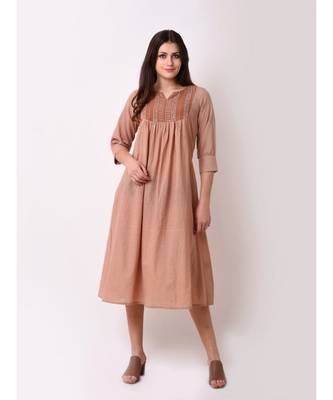 Brown Women's Tribal Emboidered Kurta Dress 1