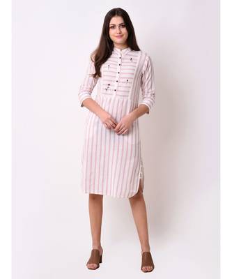 Pink Women's Button Down Ebroidered Dress 1