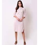 Pink Women's Button Down Ebroidered Dress