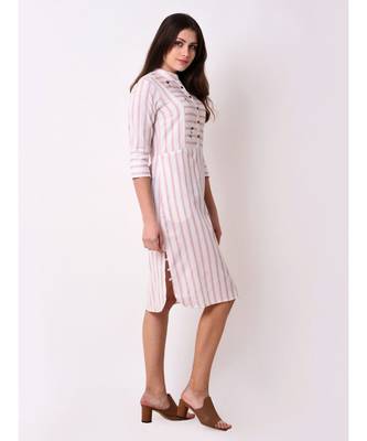 Pink Women's Button Down Ebroidered Dress 4