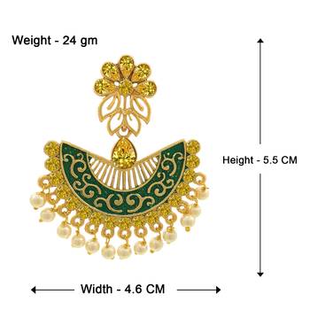 Saizen Gold Plated Meenakari Traditional Dangler Chandbali Pearl Earring 4