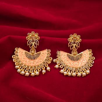 Saizen Gold Plated Meenakari Traditional Dangler Chandbali Pearl Earring 1