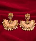 Saizen Gold Plated Meenakari Traditional Dangler Chandbali Pearl Earring