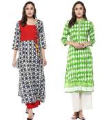 multicolour  rayon  blue and green combo kurti