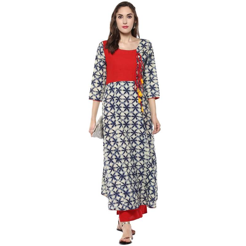 multicolour  rayon  blue and green combo kurti