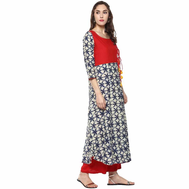 multicolour  rayon  blue and green combo kurti