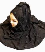 Justkartit Women'S Cotton Linen Material Plain Black Color Hijab Dupatta