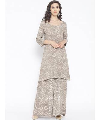 Grey Hand Block Kurta Palazzo 1