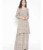 Grey Hand Block Kurta Palazzo