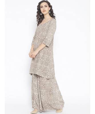 Grey Hand Block Kurta Palazzo 4