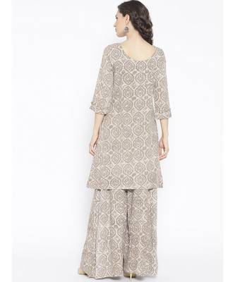 Grey Hand Block Kurta Palazzo 5