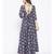 Blue Ajrak Print Long Dress
