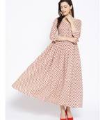 Red Sanganeri Butti Potali Button Dress