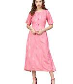 Pink Rayon Flex Foil Print Dress