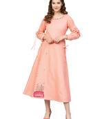 Light Pink Cotton Flex Embroidered Dress