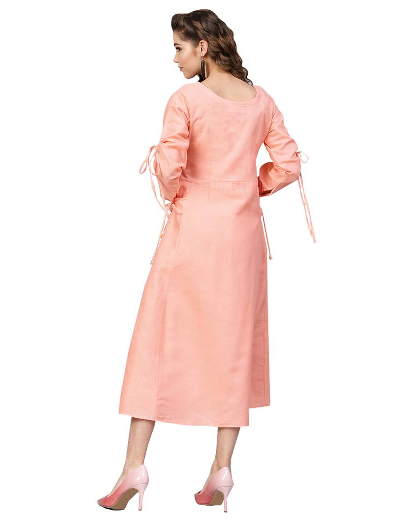 Light Pink Cotton Flex Embroidered Dress