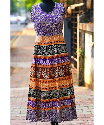 Multicoloured Animal Printed Rajasthani Designer Long Dress 1