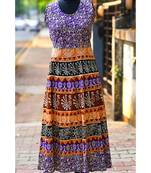 Multicoloured Animal Printed Rajasthani Designer Long Dress