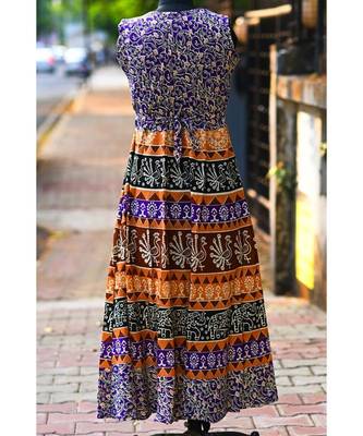 Multicoloured Animal Printed Rajasthani Designer Long Dress 2