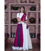 white embroidered cotton unstitched lehenga choli
