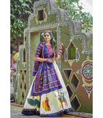 Blue embroidered cotton unstitched lehenga choli