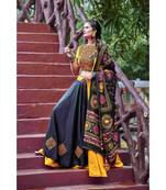 Black embroidered cotton unstitched lehenga choli