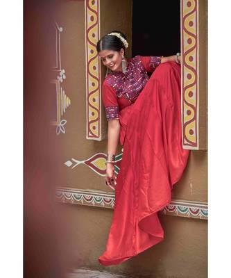 Maroon embroidered cotton unstitched lehenga choli 3